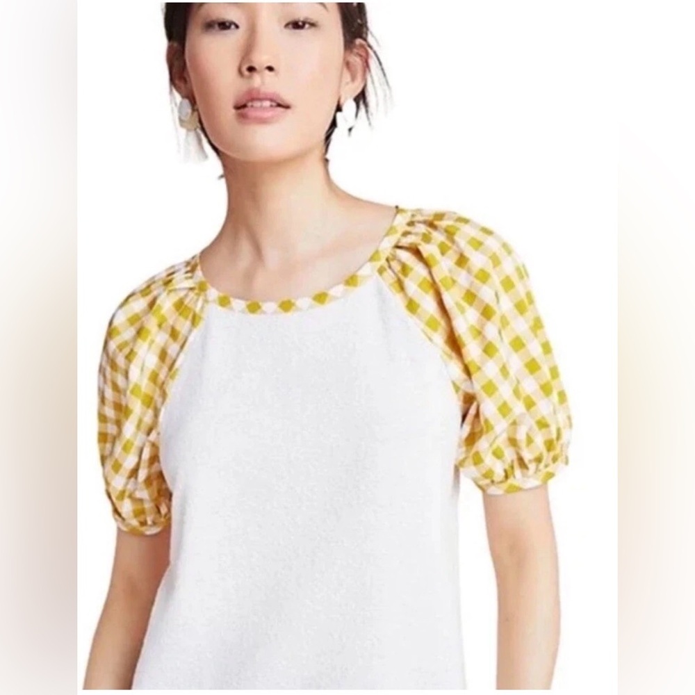 Anthropologie Sunday In Brooklyn White And Yellow Gingham Blair Top Small (#2)